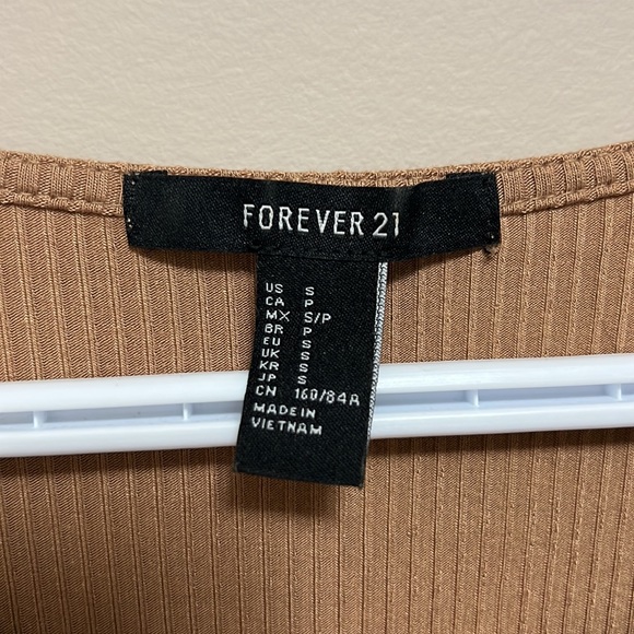 Forever 21 Tie Front Tan Long Sleeve Dress - Picture 3 of 4